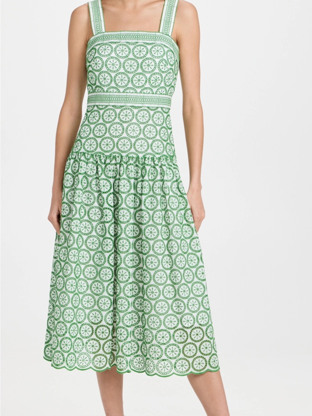 Shoshana Mirabella Scalloped Eyelet Midi Dress